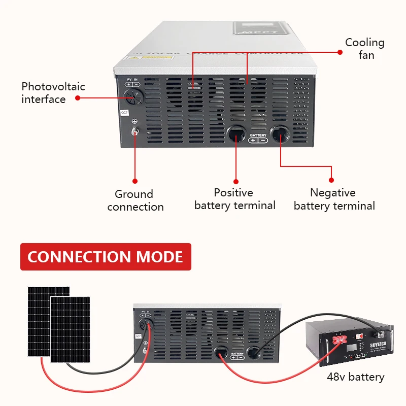 SUYEEGO high PV input 450V new intelligent 24v 48v 140a circuit board mppt solar charge controller hybrid mppt