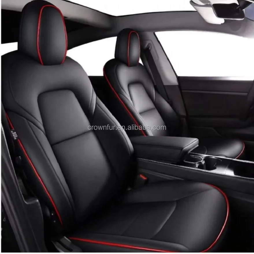 2022 Tesla Model 3 Seat Cover Nappa Leather Sitzbezug Car Seat Covers Fully Kit Wrapped Seat Protector Fit for Tesla Model Y