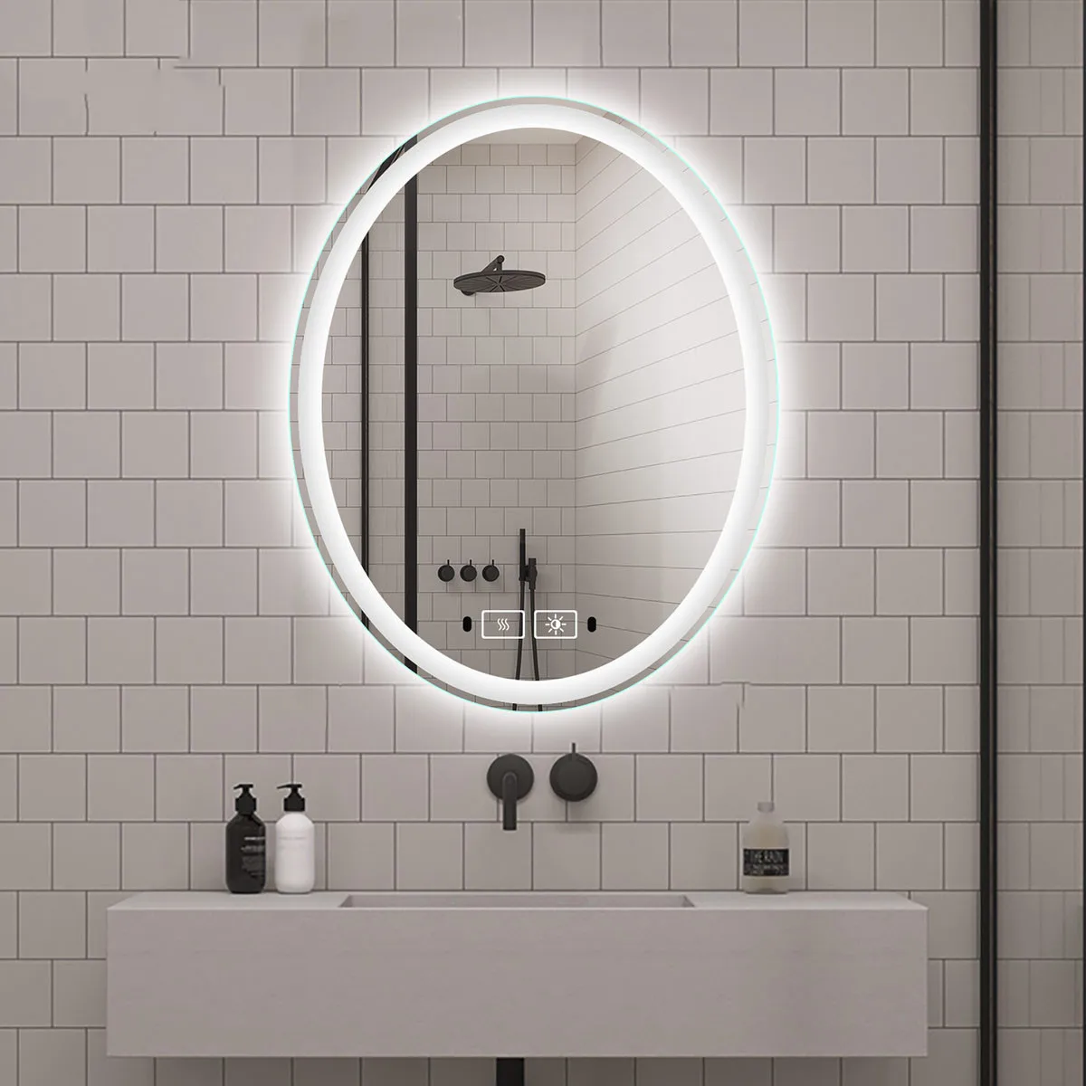 Custom touch sensor wall mounted Irregular Led mirror frameless bathroom backlit mirror with light for hotel
