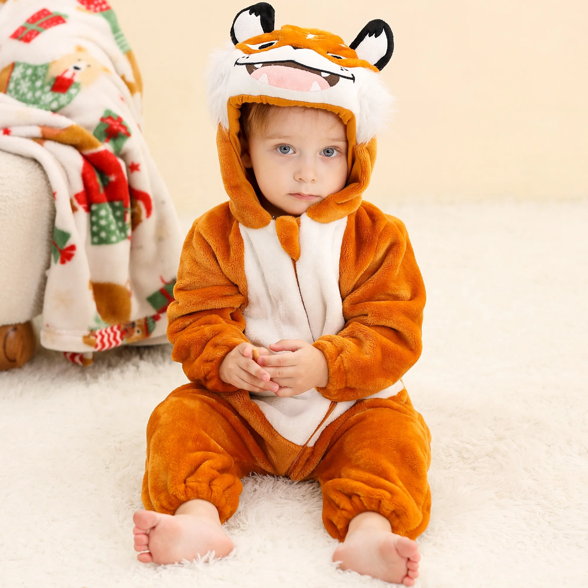 Michley Wholesale 3D Animal Hooded Long Sleeve Infant Clothes Newborn Party Rompers Cosplay Baby Costumes Overalls