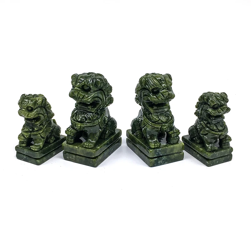 Hot sale Wholesale Natural crystal  hand Carved Green jade lions crystal craft heading crystal animals for home decoration
