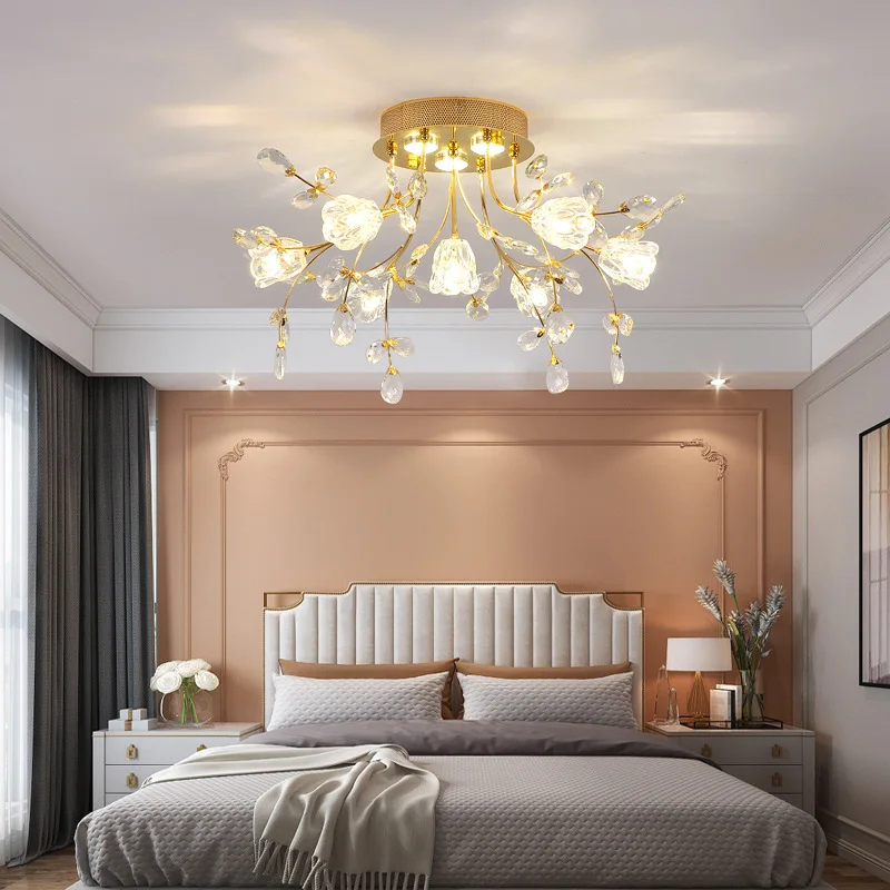 Northern Europe Flowing Lines Design Creative Flower Chandelier K9 Crystal Pendant Light For Living Room Wedding