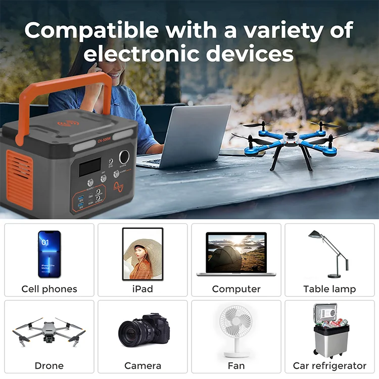 Outdoor Portable Lifepo4 Solar Power Generator 500W QC 3.0 Fast Charging Power Station