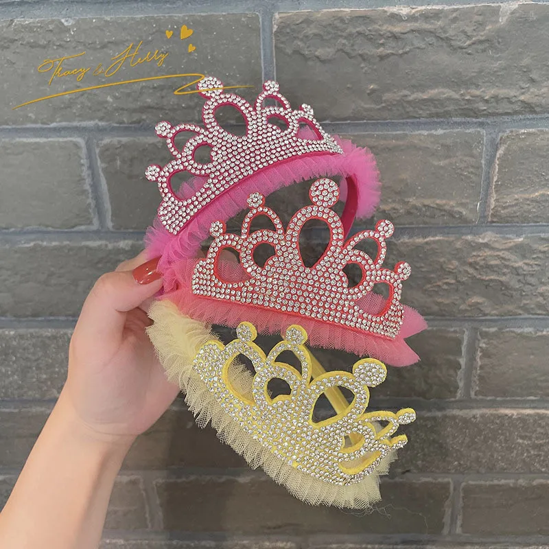 Tracy & Herry Fairy Princess Big Crown Headband for Children Shiny Wedding Tiara Hairband For Kids In Stocks