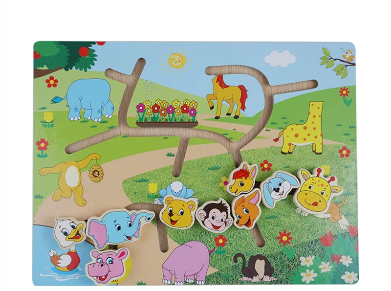 Kids early educational wooden undersea world puzzle toys submarine undersea skateboard