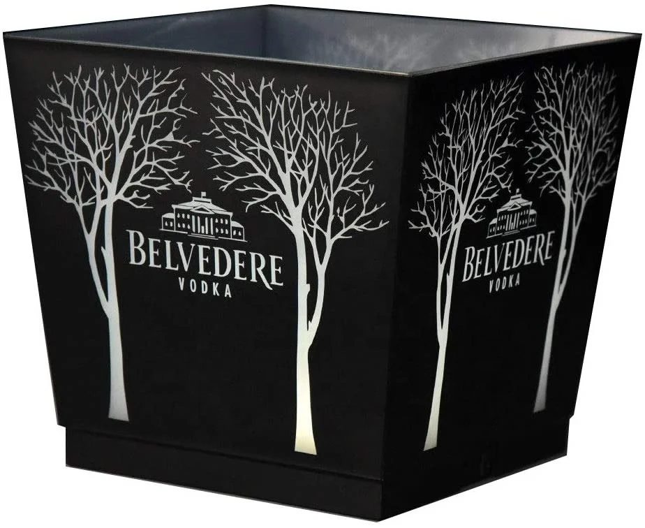 Hot Sale Popular Big Capacity 10L Square Plastic Wine Cooler Buckets Acrylic LED Ice Bucket