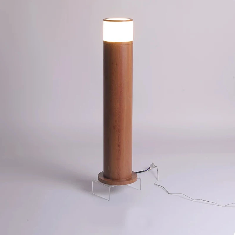 7W IP65 Outdoor Lawn Light Wood Grain Painted Villa LED Garden Lamp for Paths