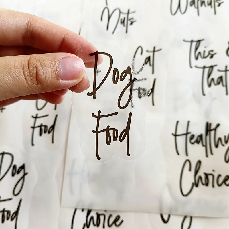 Top quality custom printed self adhesive waterproof PVC clear transparent pantry spices label sticker sheets