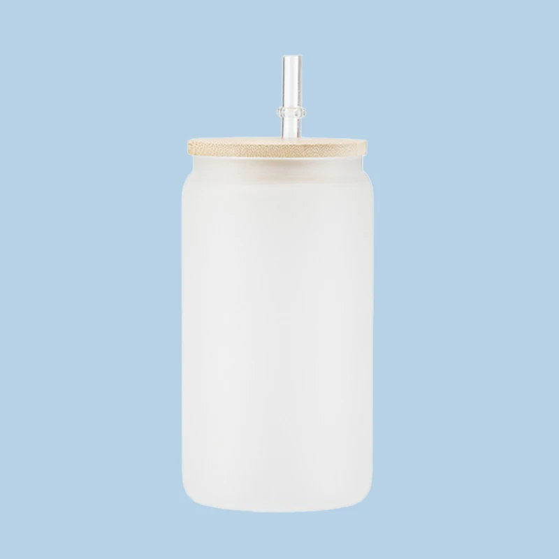 Wholesale 20oz sublimation frosted glass tumbler glass cup with lid and straw