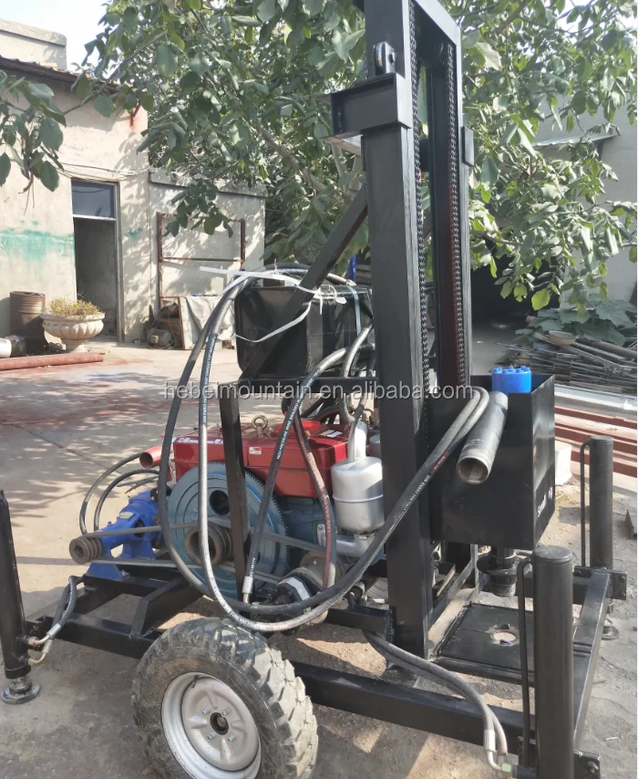 100m 150m Deep Hydraulic Diesel Two Wheels Trailer Mounted Water Well Drilling Machine /Borehole drilling rig