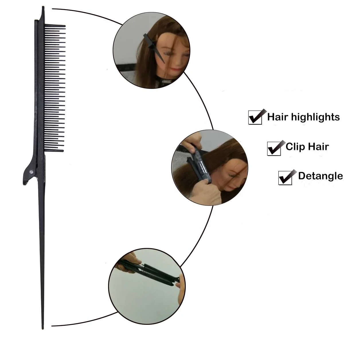 Heat Resistance Salon Styling Clip Comb Flat Iron Comb Straightening Cosmetic Comb Customized Label Freely