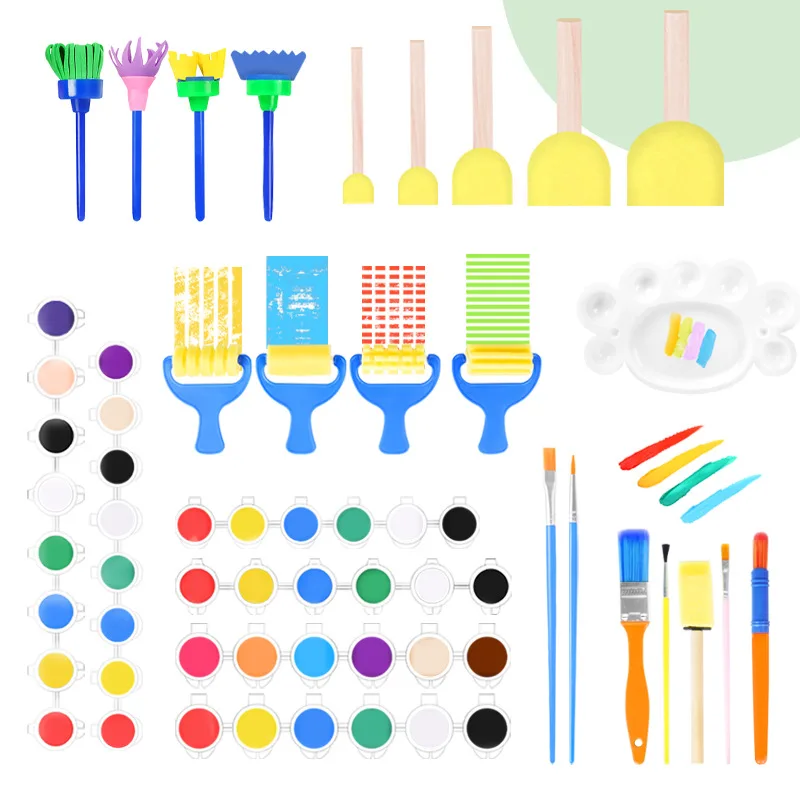 High quality paints acrylic,12colors paints strips with brush for kids.12 strip pot 2 3 5 ml acrylic paint set with brush