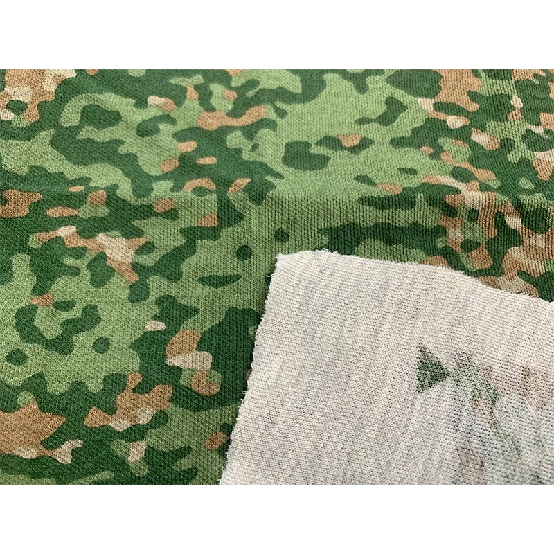 China Knit FR Jersey Grey Spandex Waterproof Black Tricot Forest Uniform Woodland Camouflage Print Fabric For T-shirt