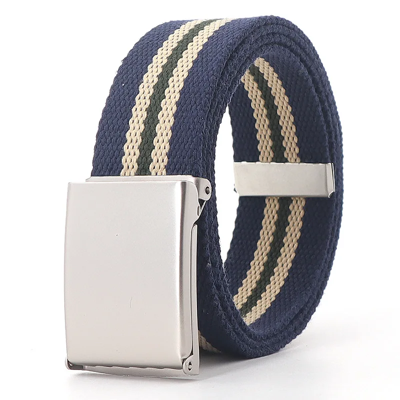 Custom Male Women Colorful Iron Metal Buckle Canvas Fabric Belts