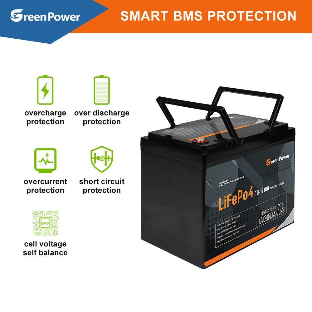 Greenpower Factory LiFePO4 Battery  12V 24V 12AH 30Ah 50Ah 100Ah 150Ah 200Ah 300Ah Deep Cycle Lithium Ion Battery Energy 12V