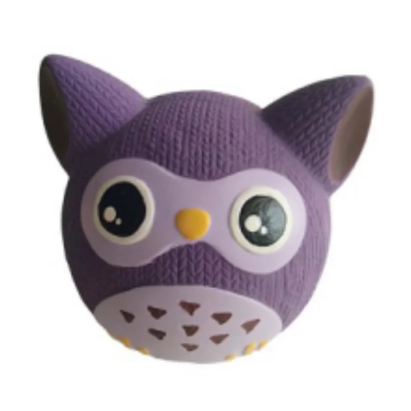 Eco-friendly squeaky bounce rubber owl ball pet toy
