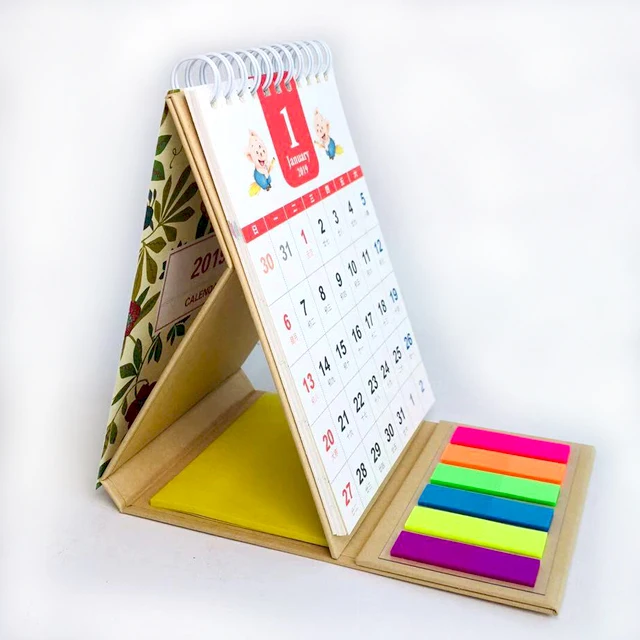 Free Design for Desk Calendar Printing, Mini Portable Table Top Calendar 2022 with Sticky Note
