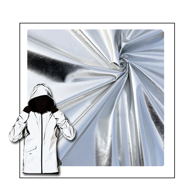 2023 Popular High Visibility Polyester Waterproof Funny Reflective Silver-grey Clothes Fabric