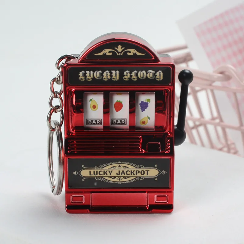Mini Gambling Slot Machine Key Chains Pocket Fruit Lucky Jackpot Gadget Antistress Toys Funny Games keychain game