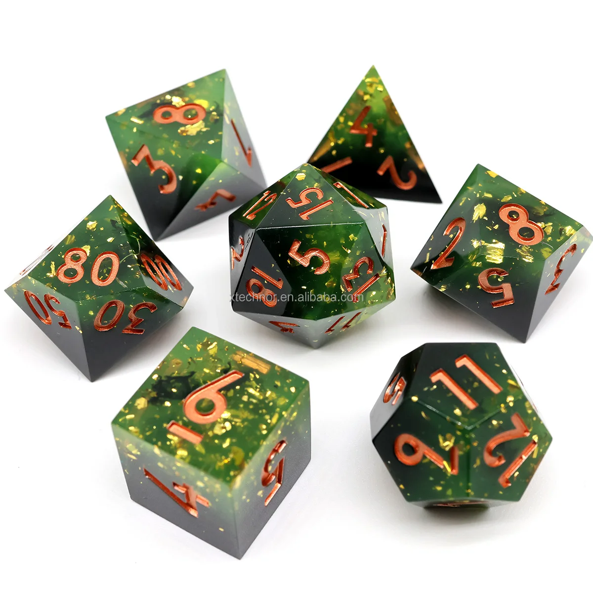 Handmade Resin PolyhedralSharp Edge DND 7 Dice Full Set Role Playing RPG Dices For Board Game-Fog Misty