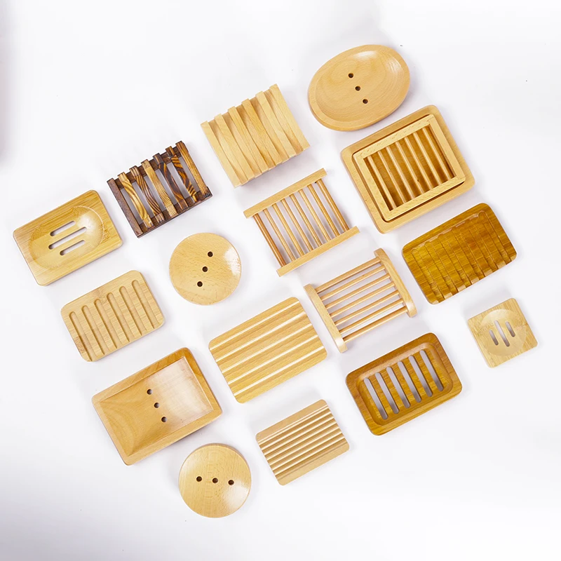 wooden soap case holder handmade natural rectangular wood soap dish holder for kitchen bathroom sponge scrubber soap