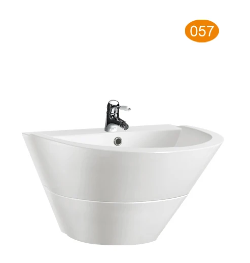 Cheap ceramic bathroom freestanding wash hand basin sizes with half pedestal KL-2053B
