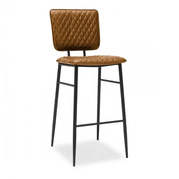 
Counter Height Brown Faux Leather Bar Stool Cocktail High Chair For Bar Table Contemporary Fabric Cushion Counter Bar Stool 