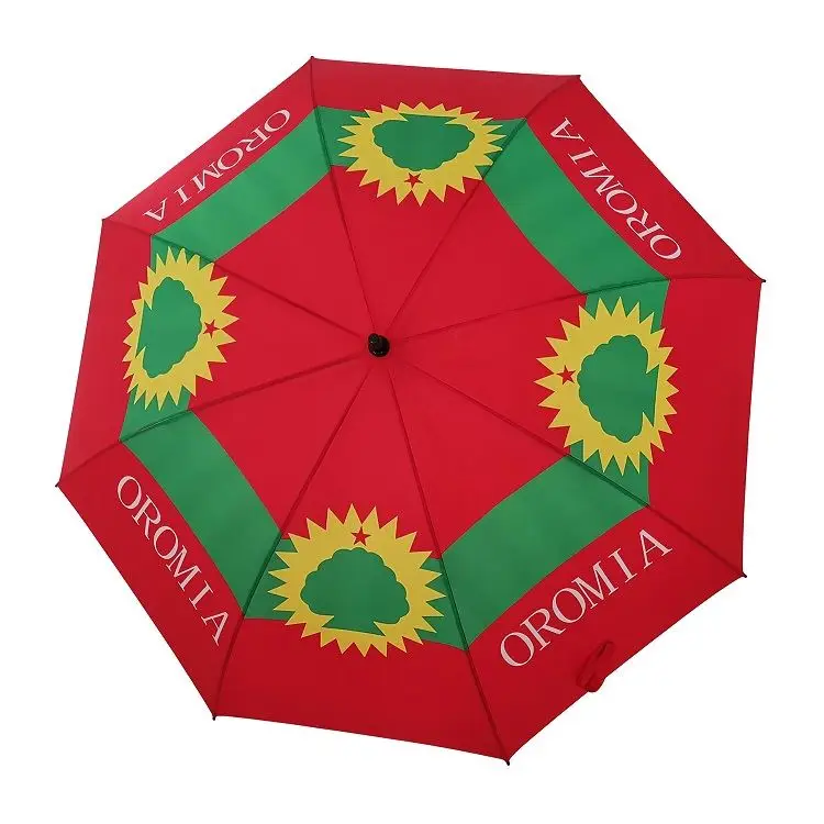 High Quality Custom Printing Folding All Season Fashion Automatic Tigray Flag Umbrella for Outdoor