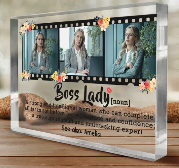 Acrylic gift for Boss Lady Definition Personalized Photo Acrylic Plaque Christmas Gift For Female Manager