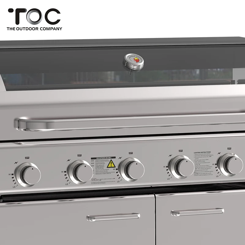 Quality 6 +1Burners Barbecue Grill Propane Outdoor Gas BBQ Grill With Side Burner Trolly