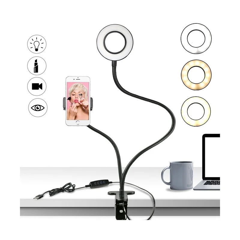 24 inch Selfie LED Ring Light Manufactured Portable Phone Holder With Flexible Ring Light For Makeup