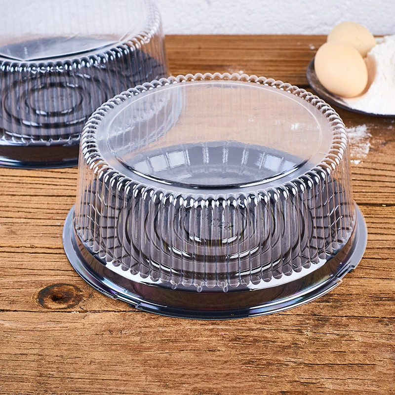 Cake Boxes Clear PET Food Containers Transparent Round Plastic Custom Takeaway Disposable 6 8 10 Inch Gift Packing CMYK Printing