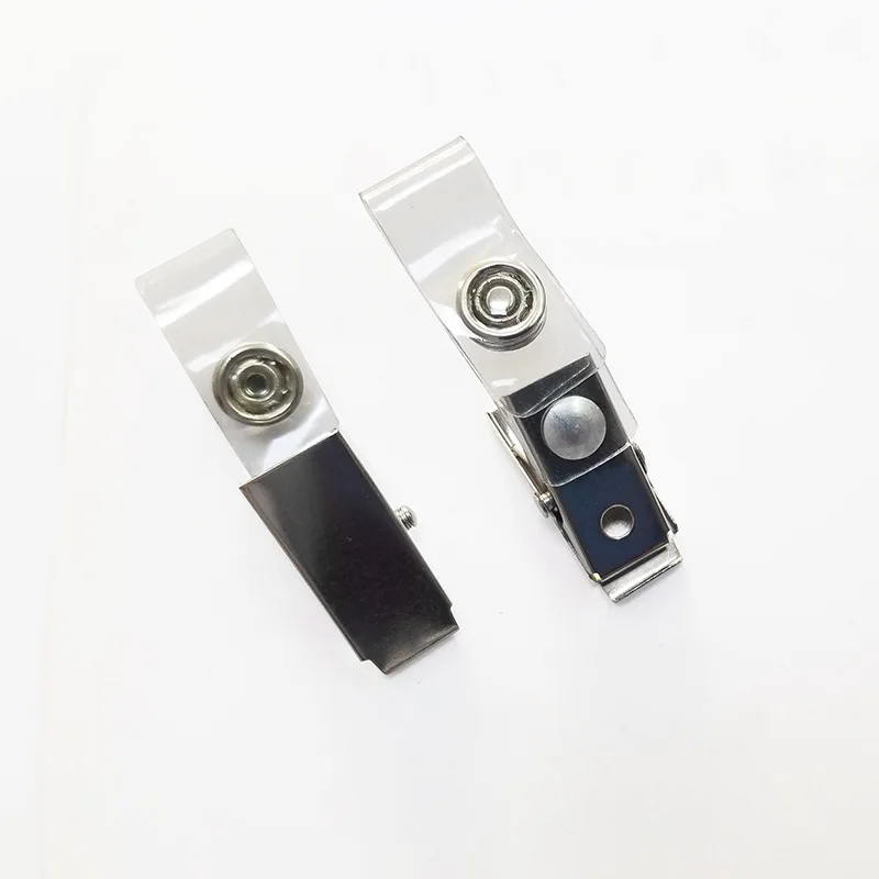 Metal Badge Clips with pvc Straps for Badge Holder Name Tags Work Reel Badge Card Holder Metal Clips with Strap clear