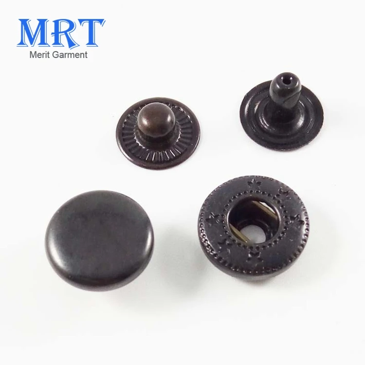 wholesale high quality platy flat round ring spring 4 parts snap fastener black button snap button for clothing garment coat