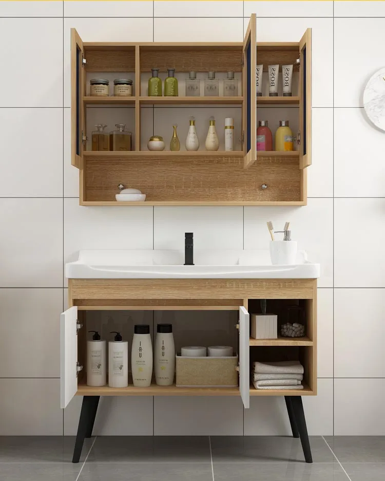Bathroom Cabinet Furniture with Mirror Wooden