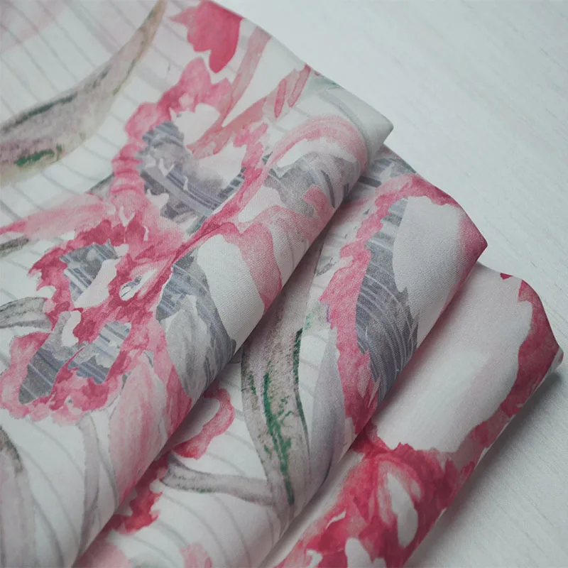 2021 Customized Floral Pattern Digital Printing Pure Lurex Silk Satin Chiffon Fabric