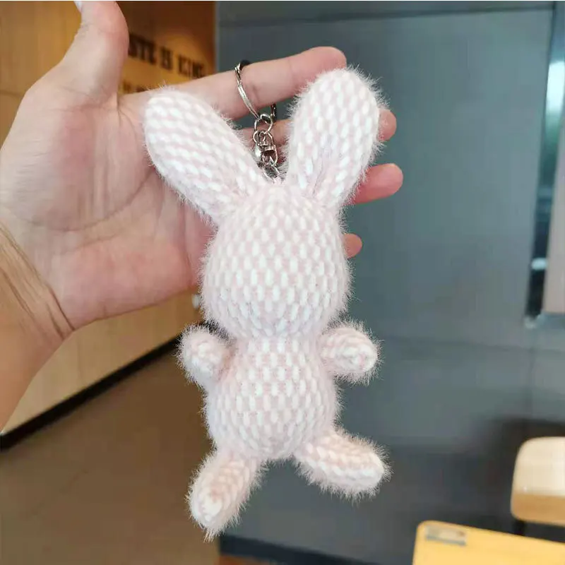 Kawaii Rabbit Bunny Cartoon Plush Toy Women Keychain On The Phone For Backpacks Car Pendants Boy Girl Kids Soft Stuffed Gift