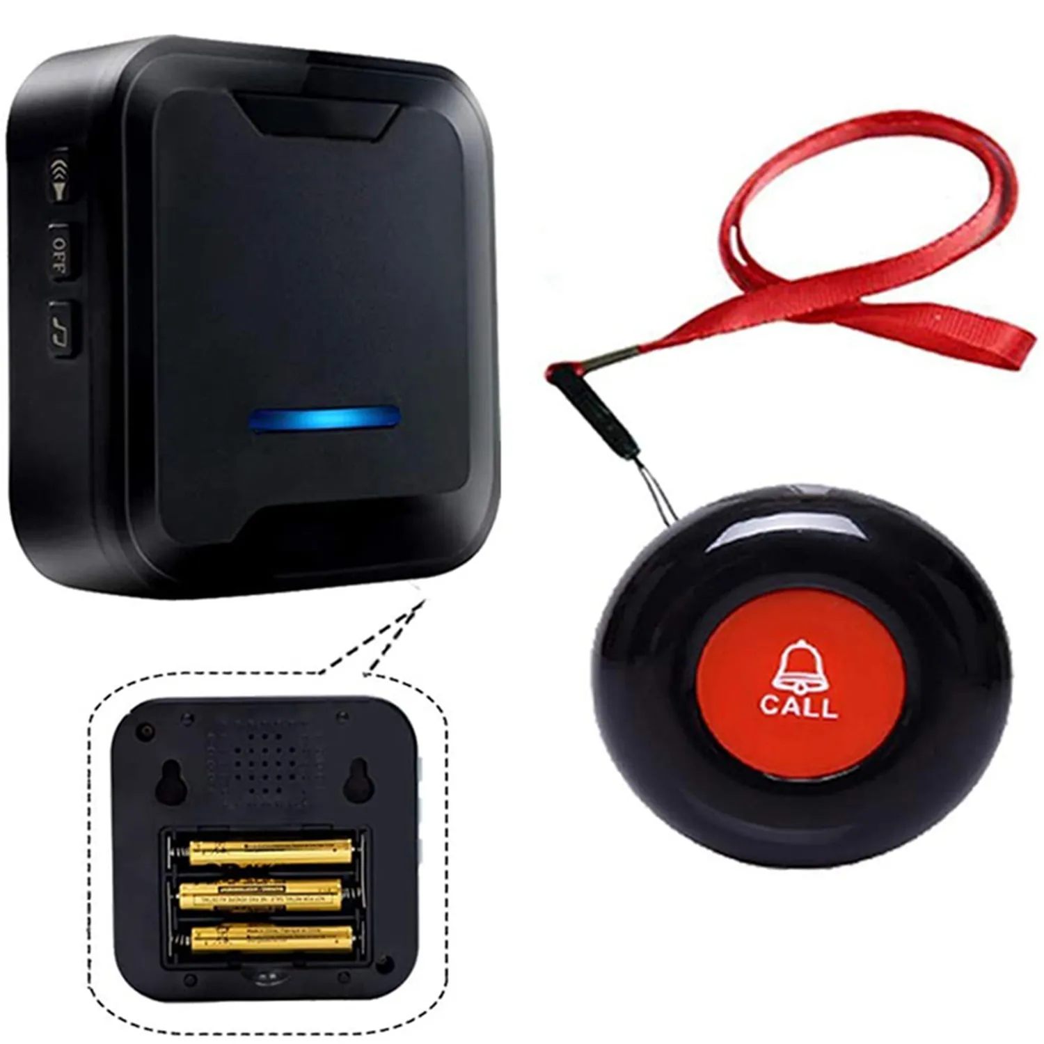 Daytech CC05BL 1-1AB 1 Аккумуляторный приемник + 2 кнопки вызова пациента, медсестра, система вызова в гостиничные номера, система вызова, пейджер для ухода за пациентом