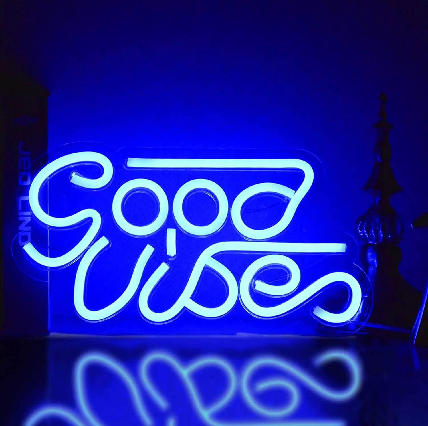 Hottest Amazon Good Vibes Neon Sign Flex Bedroom Wall Decor Blue LED Lights USB Acrylic Board Room Lamp