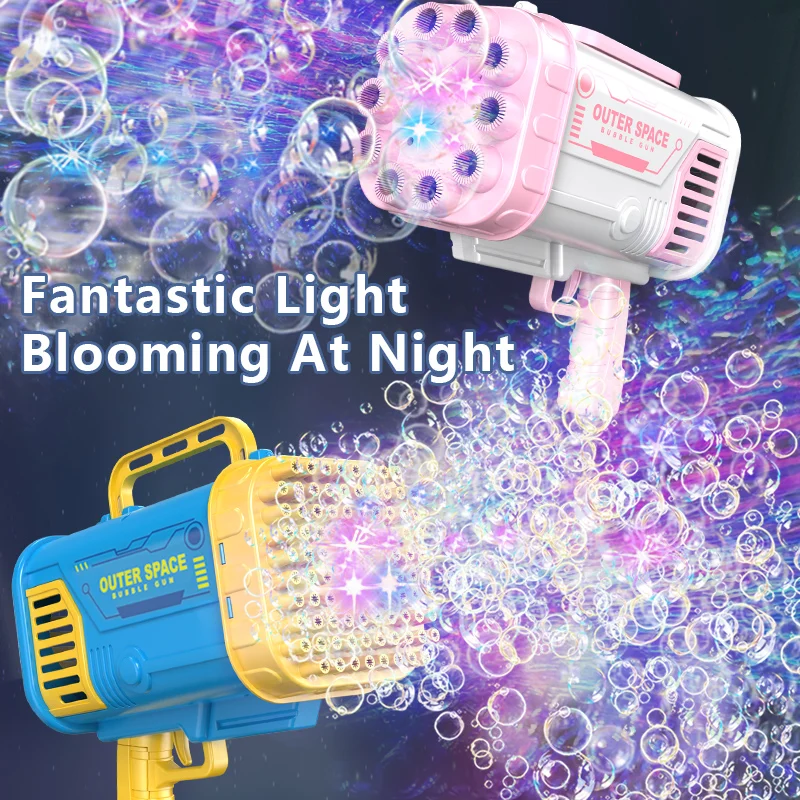 Glow Light Up Bubbles Blaster Blower Toys 80 Holes 10 Holes Bazooka Gatling Cheap Led Flashing Automatic Bubble Shooter Gun Toy