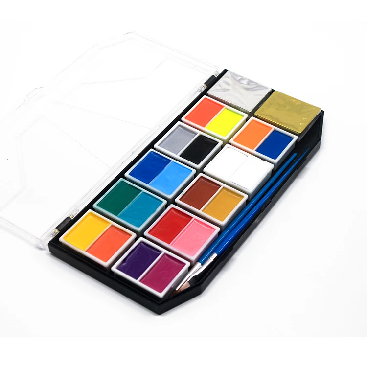 2022 Factory Promotion face Painting DIY 24 Face Paint Kit With Brush peofession split cake face body paint suppliers