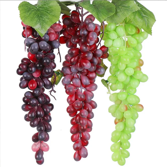 N-165 artificial grape clusters Decorative Grapes Bunches Rubber Grape Bundles for Wedding Fruit Props Display