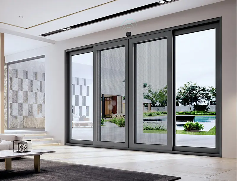 Modern Waterproof Windproof Glass Sliding Doors Finished Wooden Steel Interior Villa Exterior Outdoor Kitchen Swing Folding