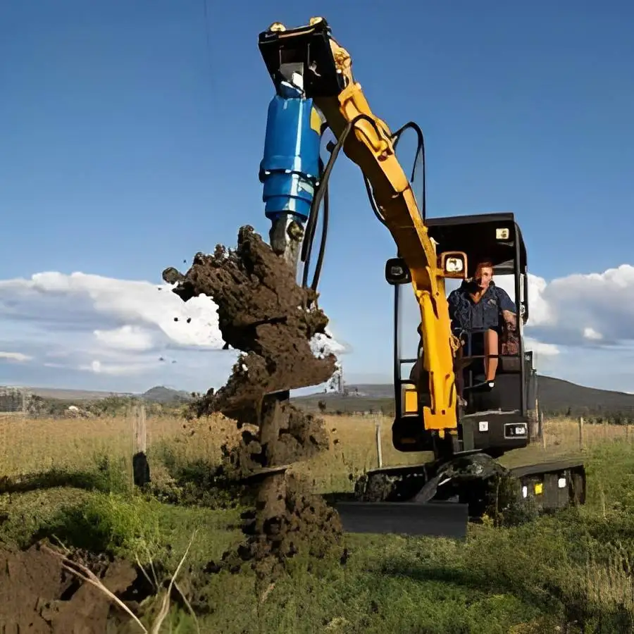 Factory Manufacture 1.5ton Excavator Earth Auger Attachment Soil Drilling Hole Digger Machine With 300mm Auger