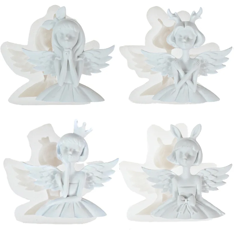 Cute Angel Girl Silicone Mold DIY Car Aromatherapy Gypsum Decoration Expansion Stone Dropping Glue Mold