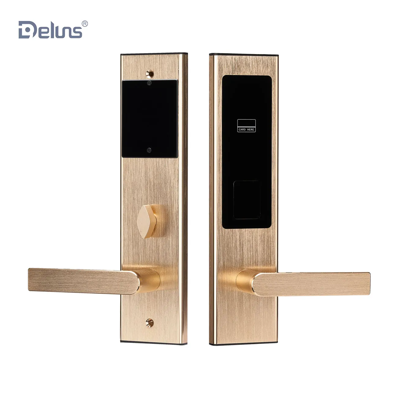Deluns Rfid Hotel Lock System, Wireless Card Electronic Door Handle Lock, Networking Hotel Door Lock Smart System Price