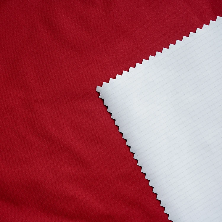 Водоотталкивающая текстурированная ткань, окрашенная в сетку, Рипстоп, обычная тканая 100% нейлоновая ткань для одежды