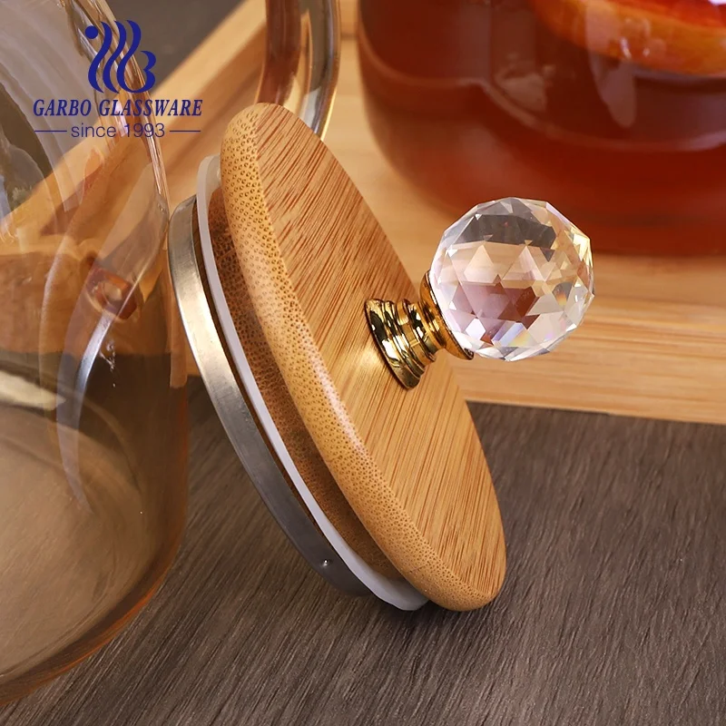 1L-2L Ion Electroplated Bamboo Lid glass Teapot Set Juice Container Heat Resistant Borosilicate Glass Tea Pots Kettle