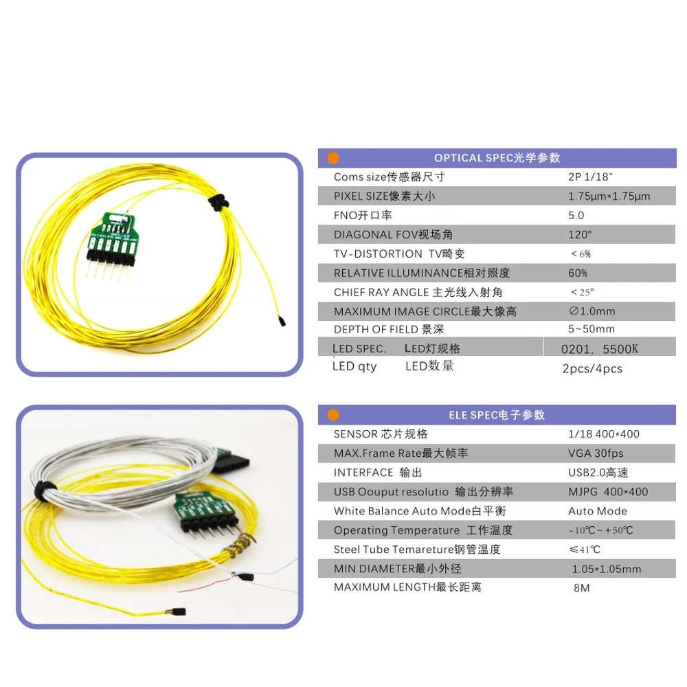 medical 1.6mm 1.7mm 2.0mm  endoscope camera module with LED ovm6946
