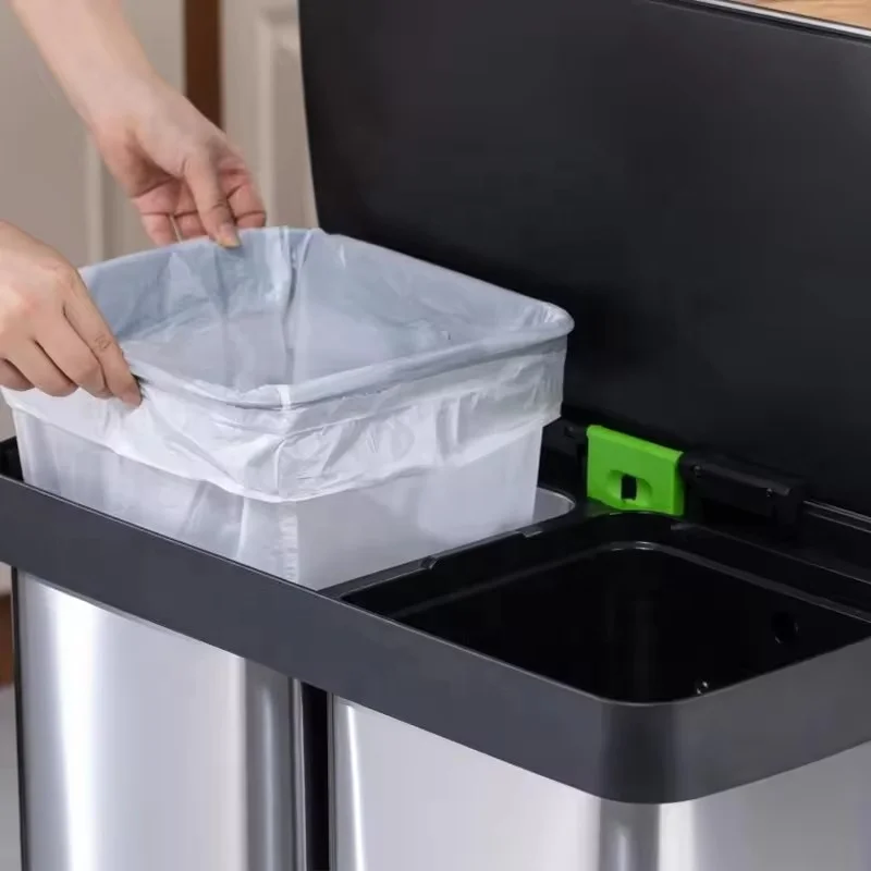 16 Gallon Stainless Steel Pedal Bin Foot Pedal Trash Bin Recycling Trash Can For Home